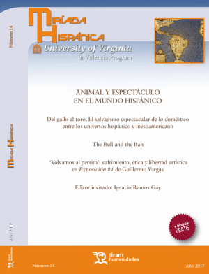 Portada de Miríada Hispánica, Número 14: Animal y espectáculo en el mundo hispánico